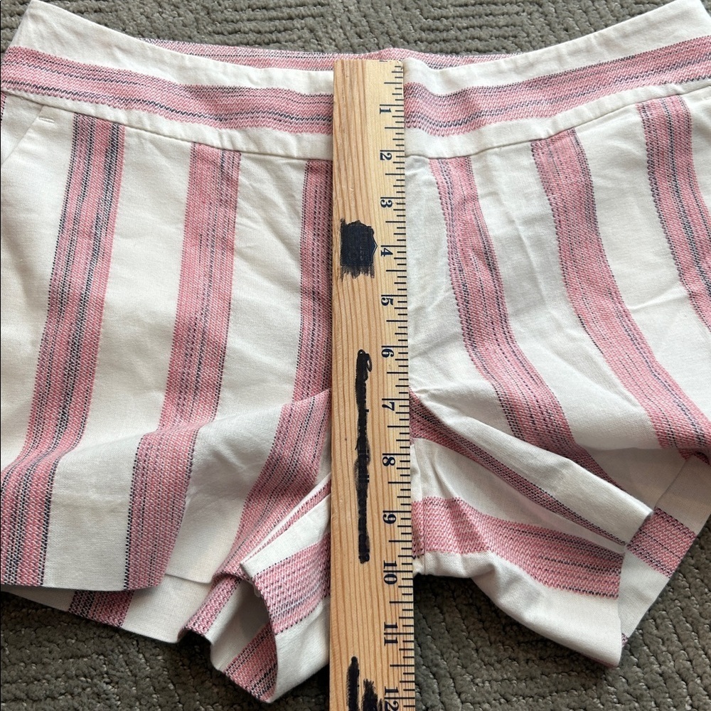 NEW Ann Taylor LOFT 100% Cotton White Pink Wide Stripe Print Shorts Size 00 - Picture 9 of 10